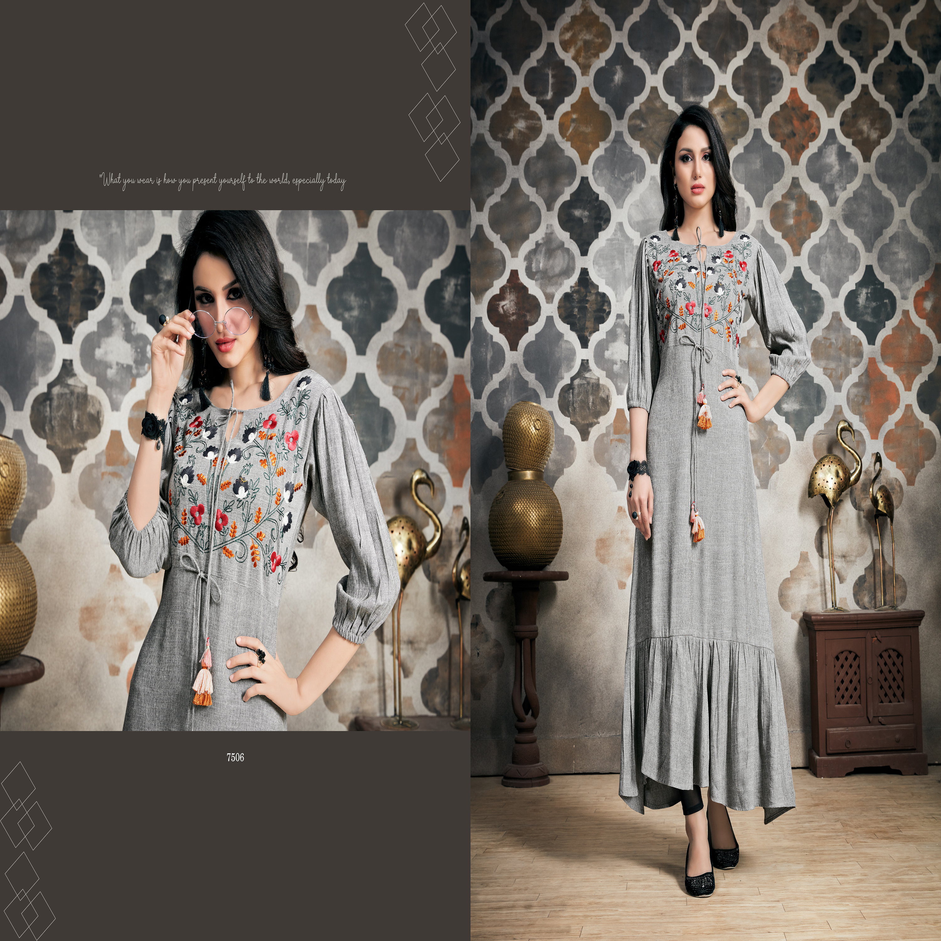 Fancy Handwork Readymade Gown - Rayon Slub Material, Sizes M-l-xl-xxl, Dark Purple Color | Trendy Ethnic Wear With Embroidery & Hand Work