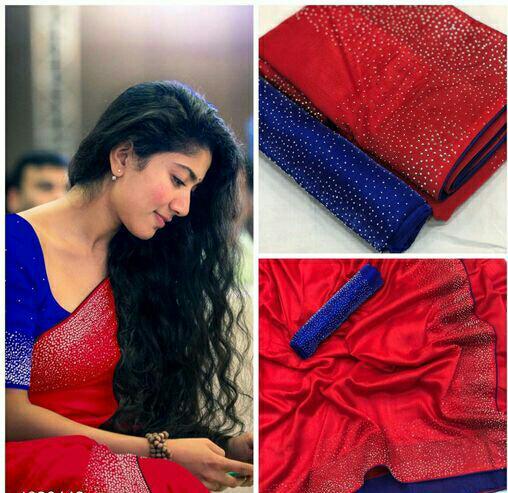 Indian Diamond Work Slik Saree