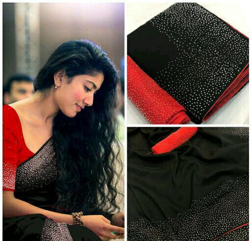 Indian Diamond Work Slik Saree