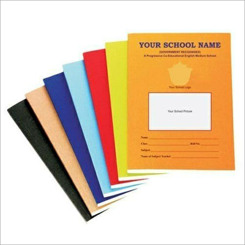 Customized Notebook - White Matte Paper, Rectangular Shape, Available in Red, Orange, and Pink | Tear Resistant, Perfect Bound, Student Information Box