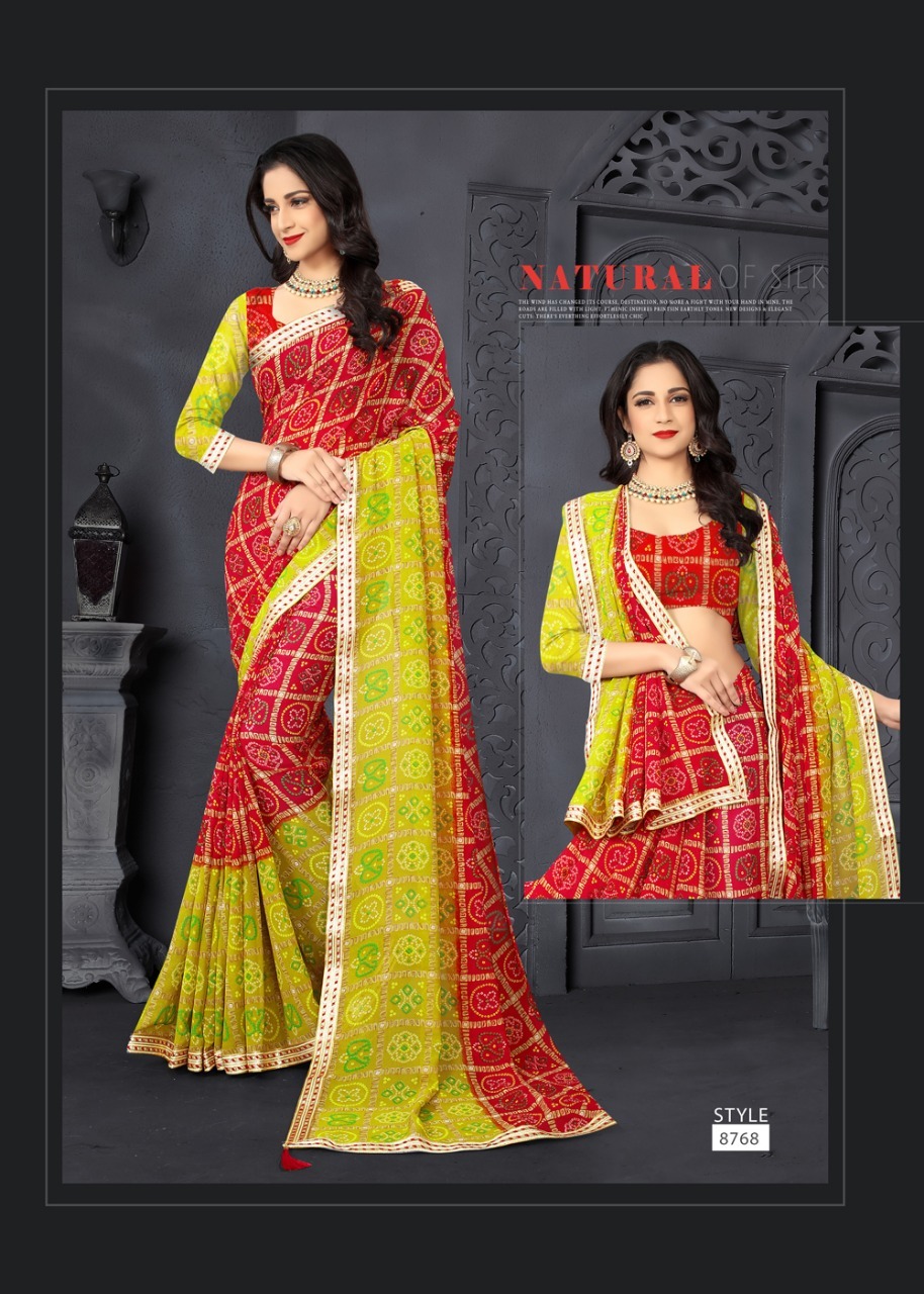 Available In 12 Colors Bandhani Saree