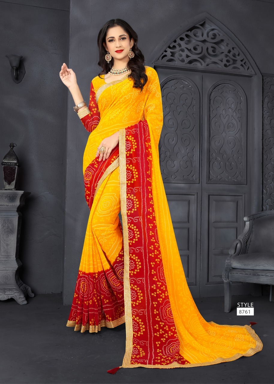 Available In 12 Colors Bandhani Saree