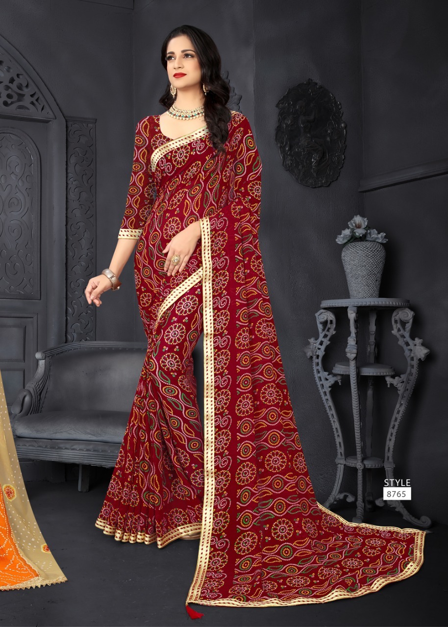 Available In 12 Colors Bandhani Saree