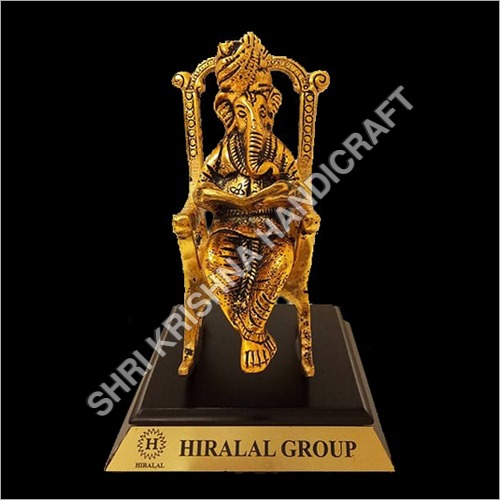 डिजाइनर सोना चढ़ाया एल्यूमीनियम गणेश प्रतिमा