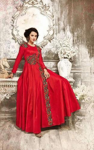 Red Color But Also Available In Multi Color Ladies Designer Gown