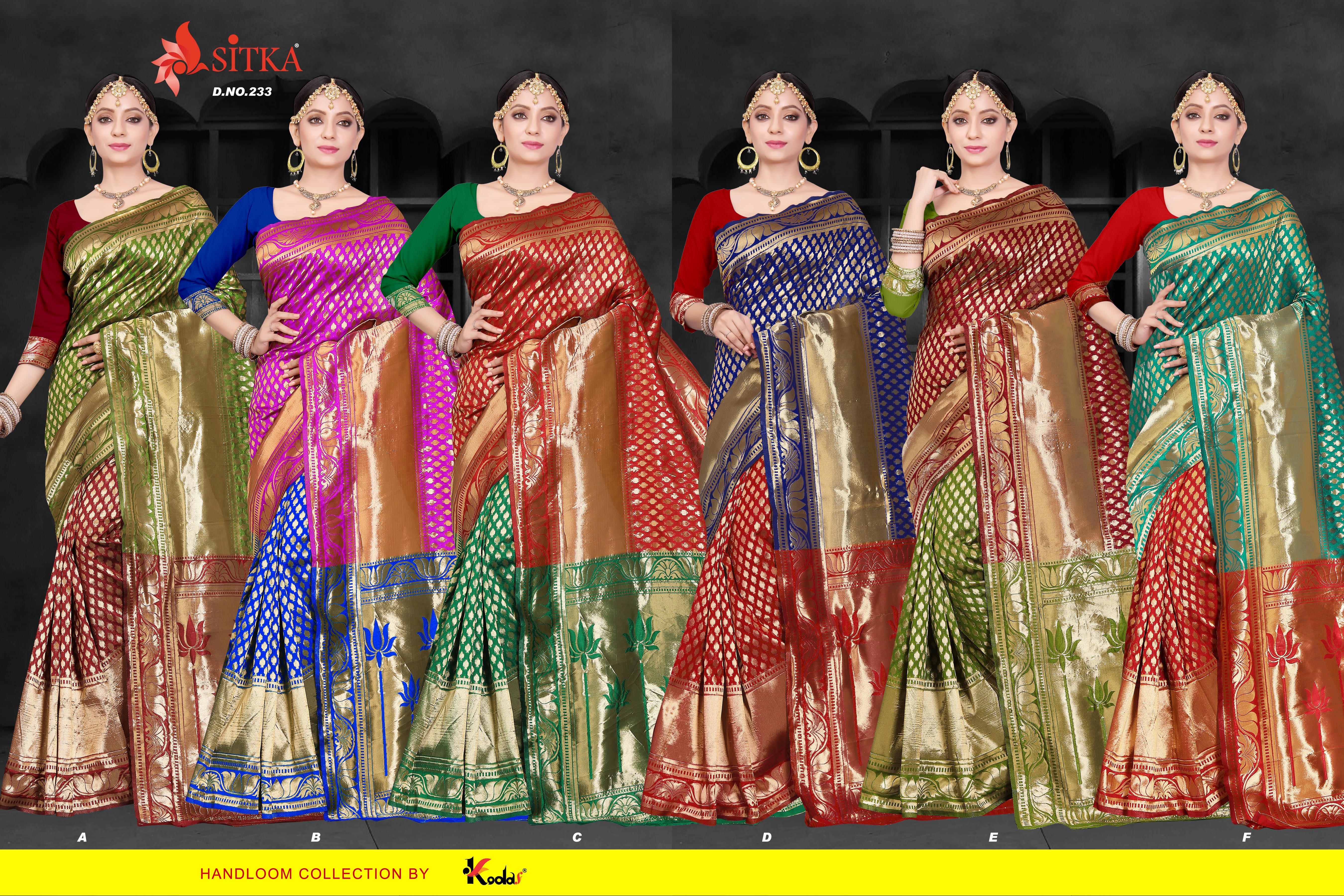 Handloom Silk Saree - Taal-233 Collection | 6 Elegant Color Combinations, Beautiful Woven Patterns