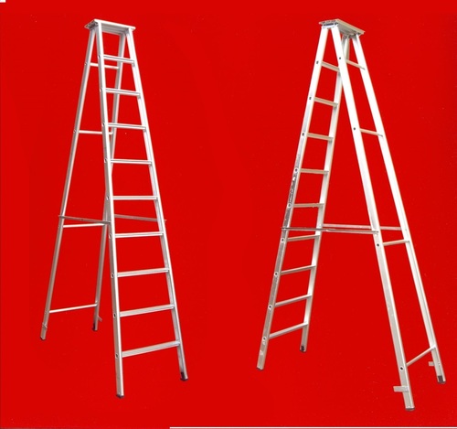 Ladder - Aluminum, Foldable Design | Rust Proof, Corrosion Resistant, Strong Structure, Easy to Operate, Wide Base for Safe Climb