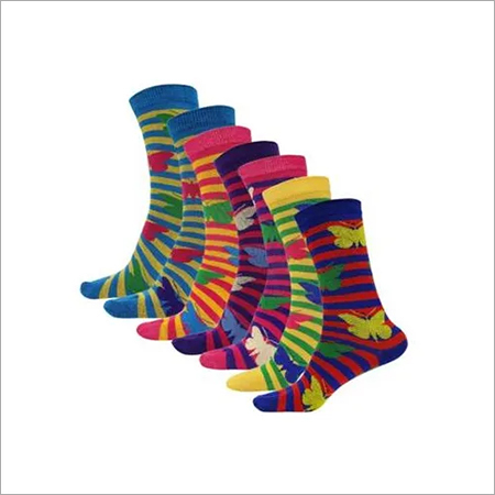 Ladies Full Ankle Socks - Polyester Cotton Blend, Medium Size, Mixed Color, Striped Pattern | Soft And Comfortable, Breathable Texture, Easy To Wash