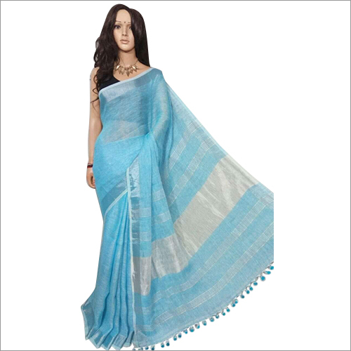 महिलाओं की हस्तनिर्मित लिनन साड़ी