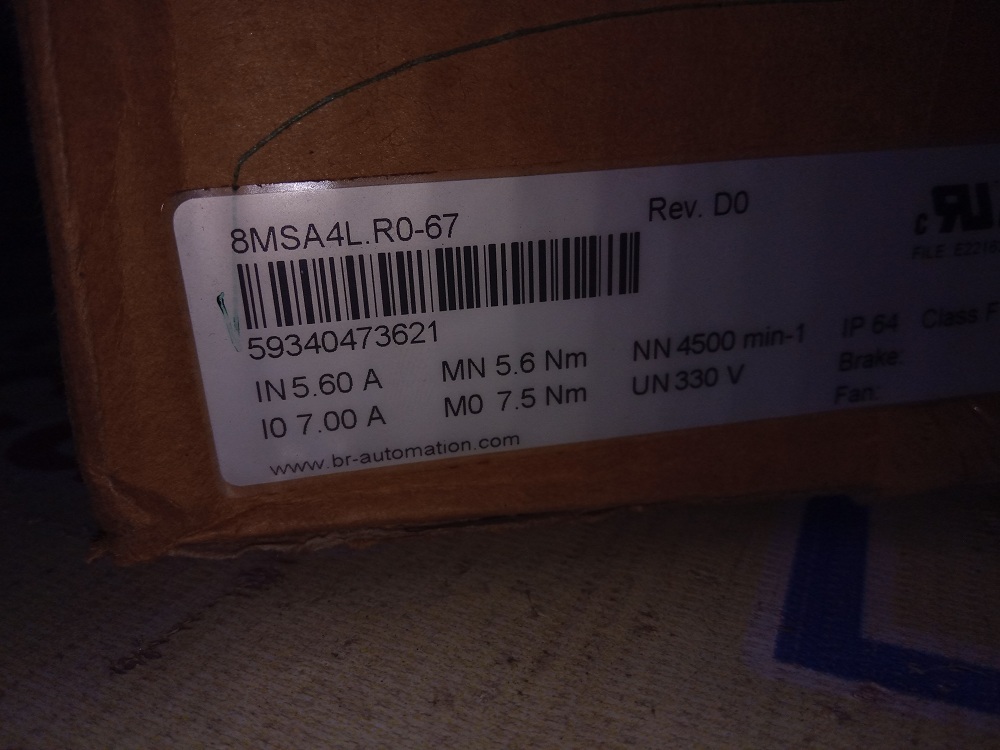 B&r Servo Motor 8msa4l.r0-67