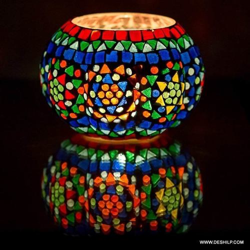 Round Crystal Glass Small T Light Candle Holder - Style: Antique Imitation