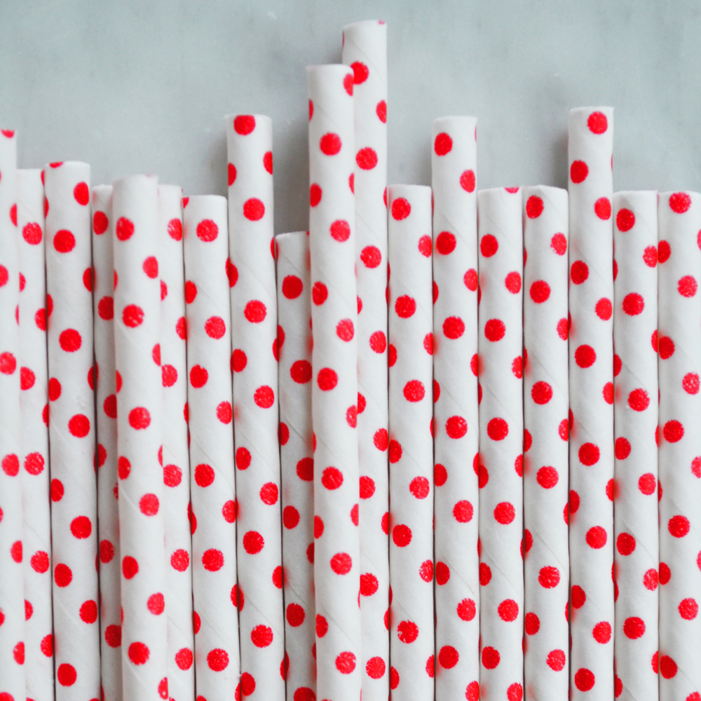 Pink & White Polka Dots Paper Straws