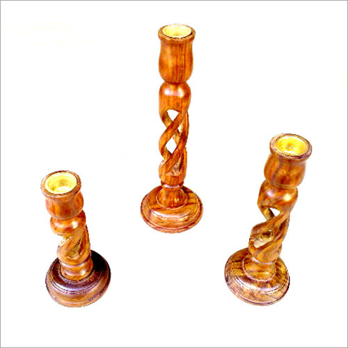 हाथ से बने लकड़ी के दीपक धारक स्टैंड