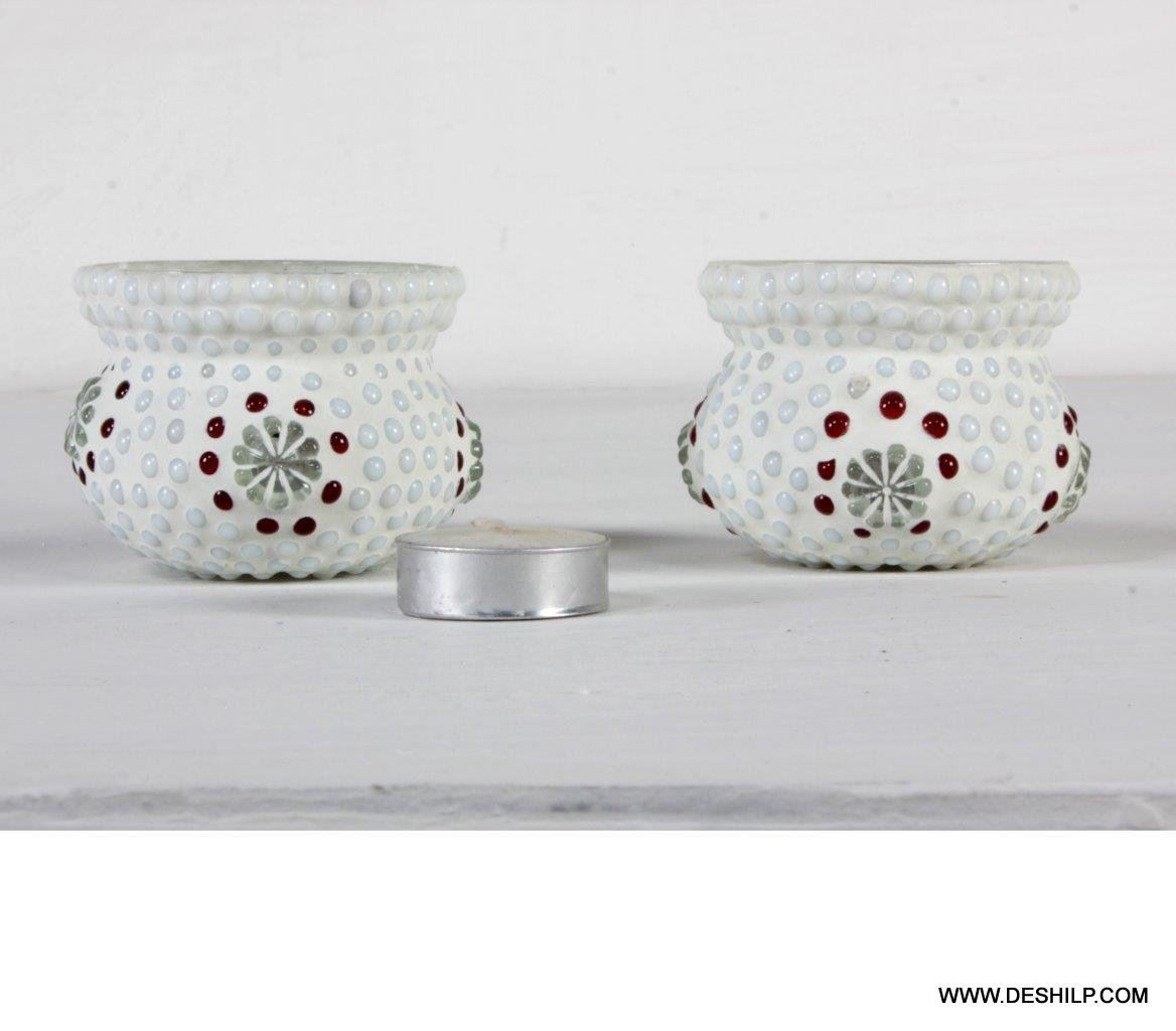 Concrete Very Small Mosaic T Light Candle