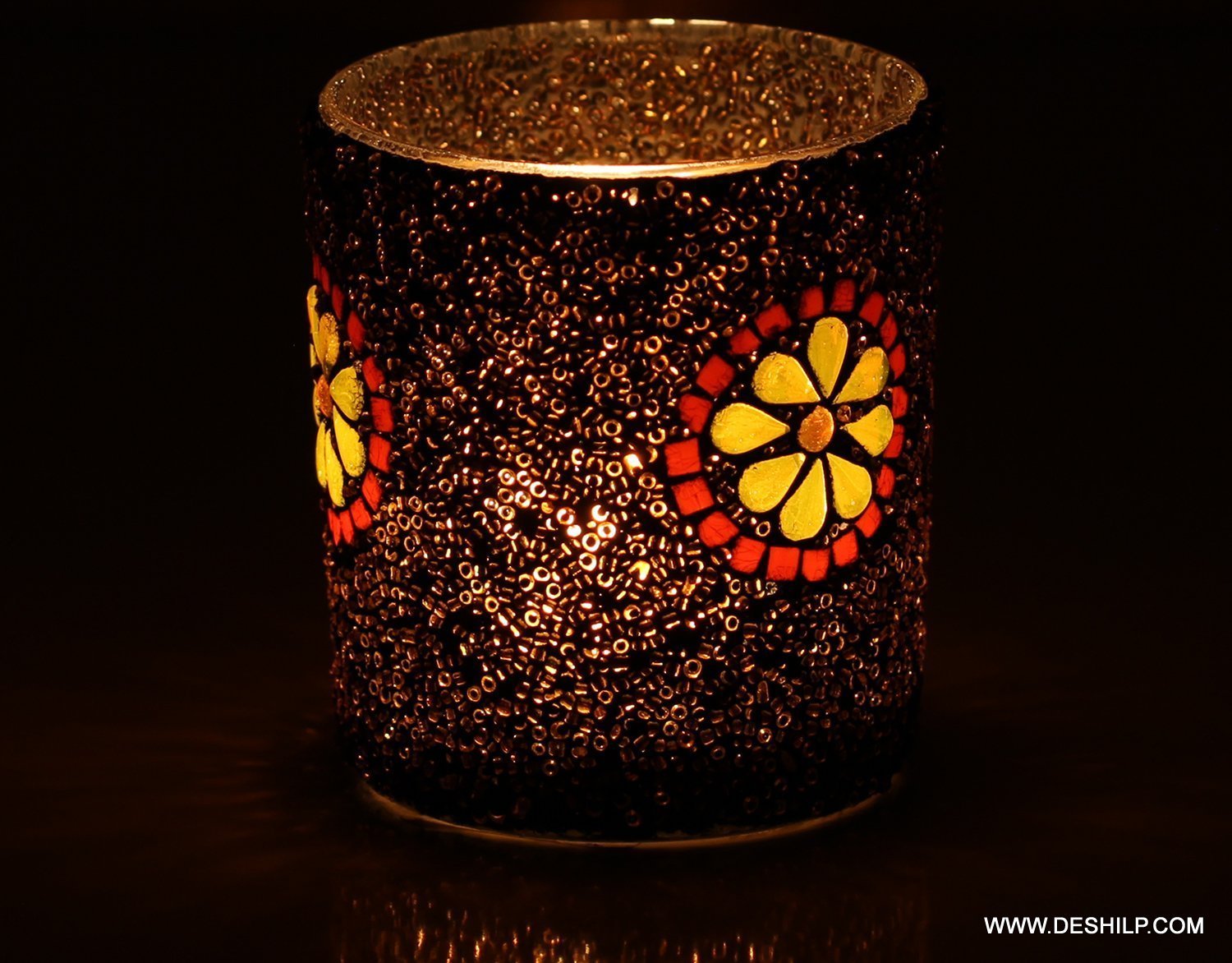 Designed Brown Gold Bronze Candle Holder - Glass & Metal, Handmade With Polished Finishing | Ideal For Home, Hotel, And Party Decoration