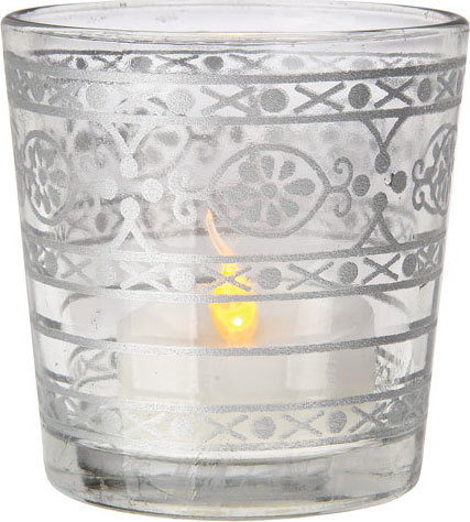 Antique Imitation Blue Glass Printed Small T Light Candle Holder