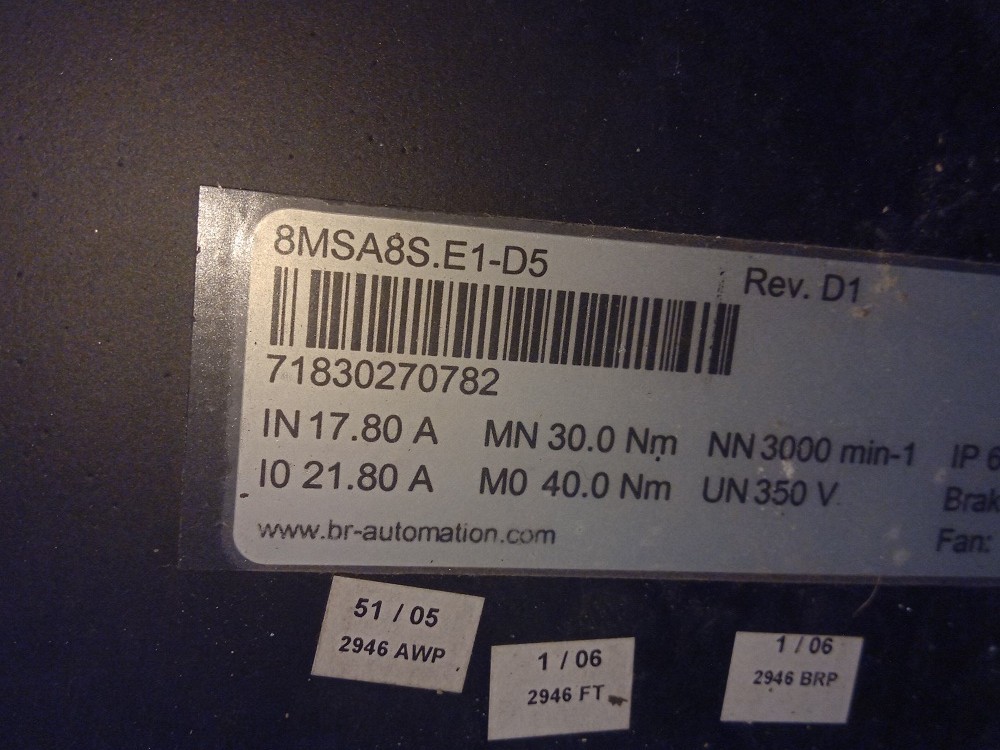 B&r Servo Motor 8msa8s.e1-d5