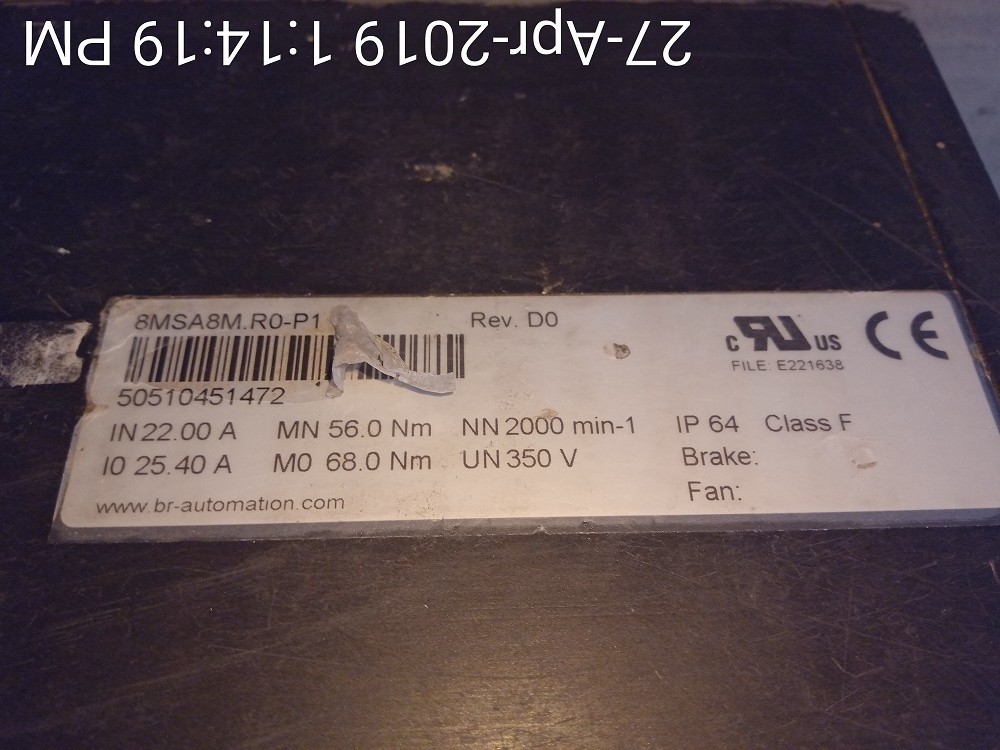 B&r Servo Motor 8msa8m.r0-p1