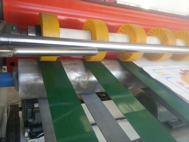 White Automatic Corrugated Cardboard Production Line Helix Cut Off Machine With Rotary Knife