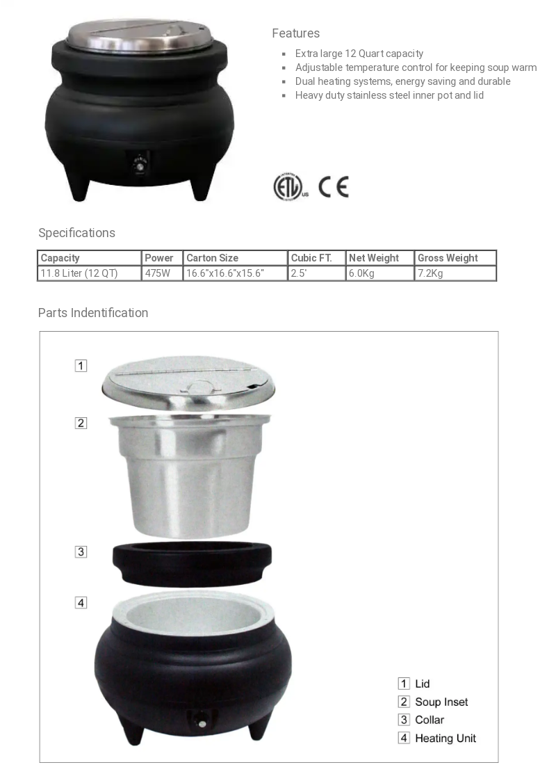 Soup Warmer - Application: Commercial