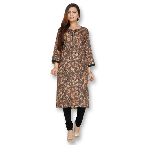 Brown Ladies Floral Printed Kurtis