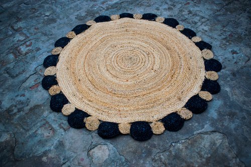 Jute Mat - 3 Feet Round, Customizable Sizes And Colors, Hand Washable Quality