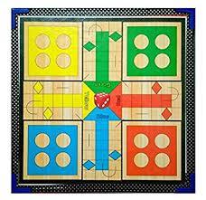 Ludo & Snakes & Ladders - Wood | 12x12 Inches, Classic Board Design, 2-4 Players, 4 Color Game Pieces, One Dice