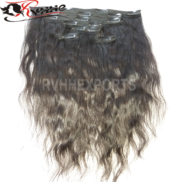 Natural High Quality Grade 100% Human Remy Wet And Wavy Clip In Hair Extensions