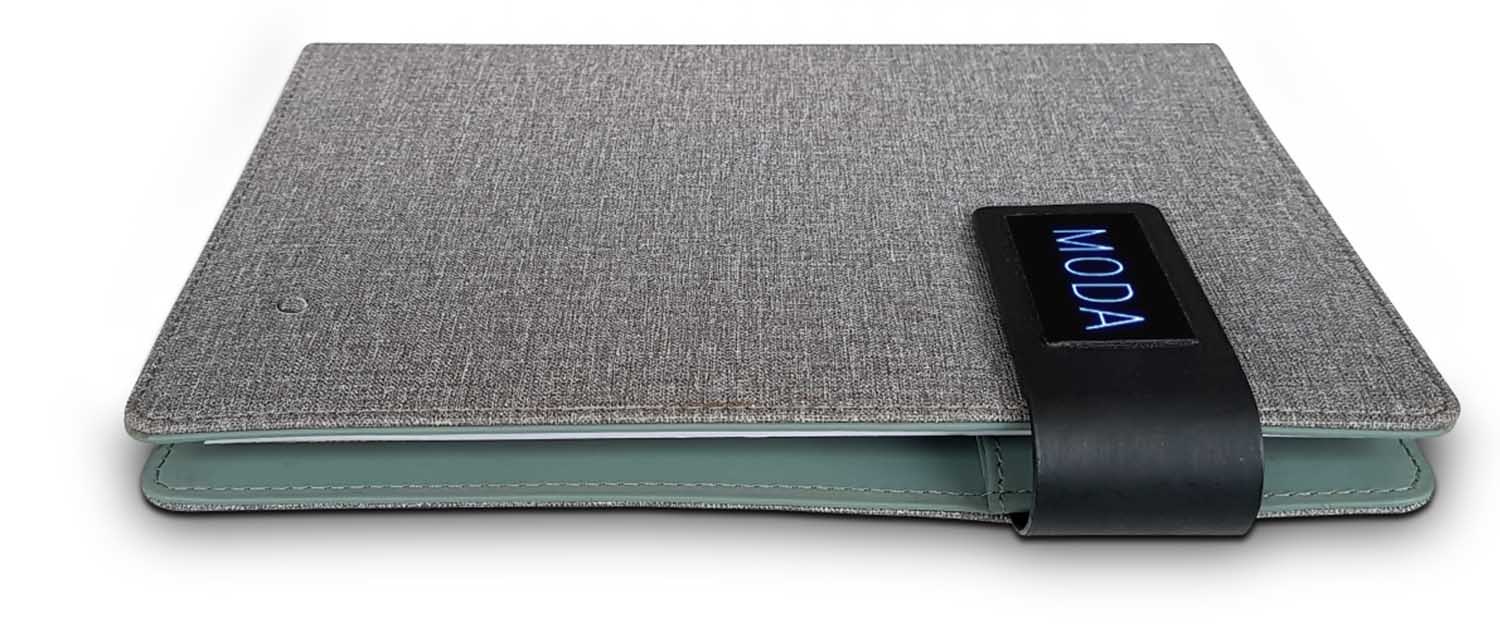 Surprise Techbook - 4000 Mah Power Bank, Grey Color With Digital Logo Branding, Credit Card And Pen Slot, 150 Pages Refillable Notebook