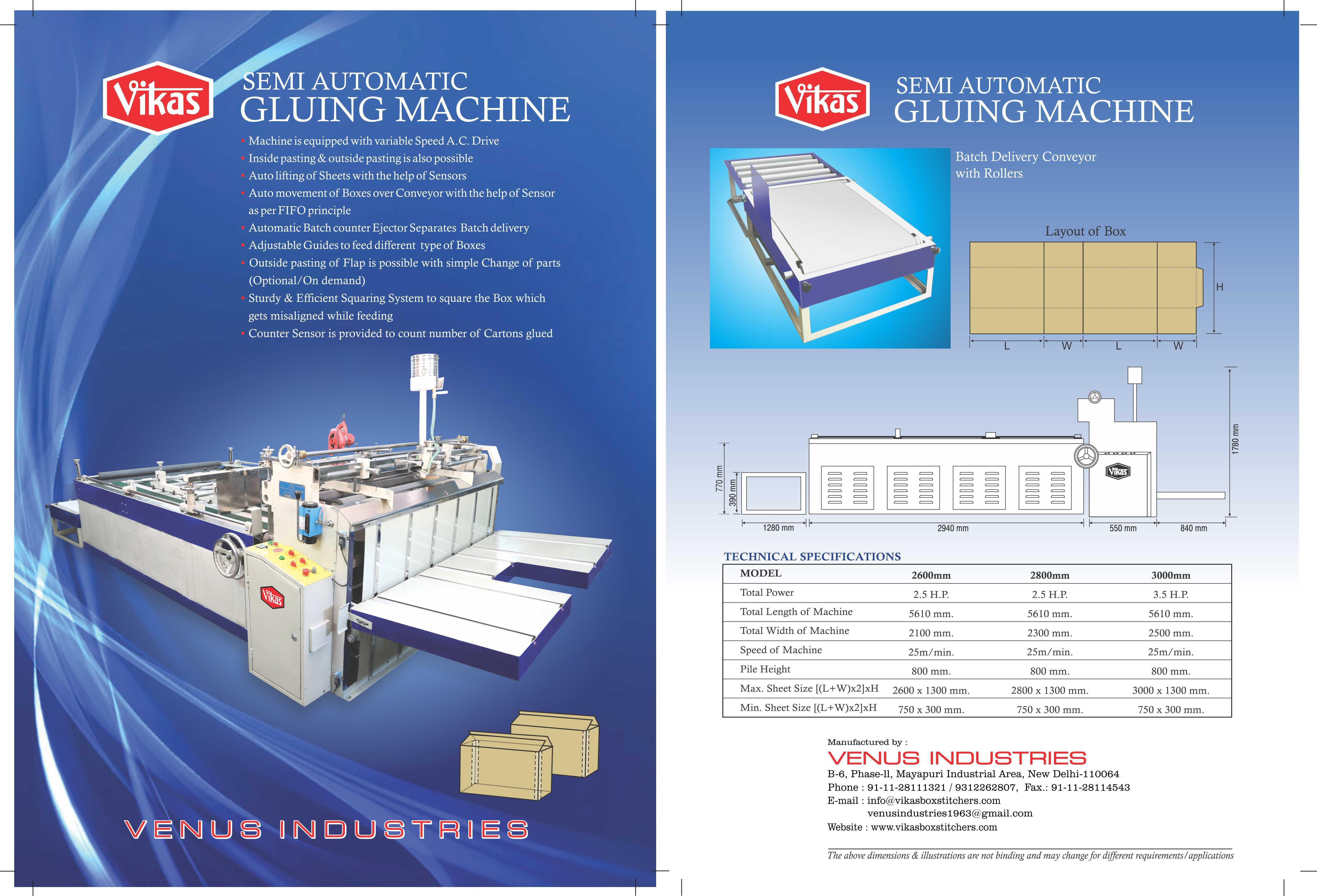 Semi Auto Box Gluing Machine Box Size: Customized