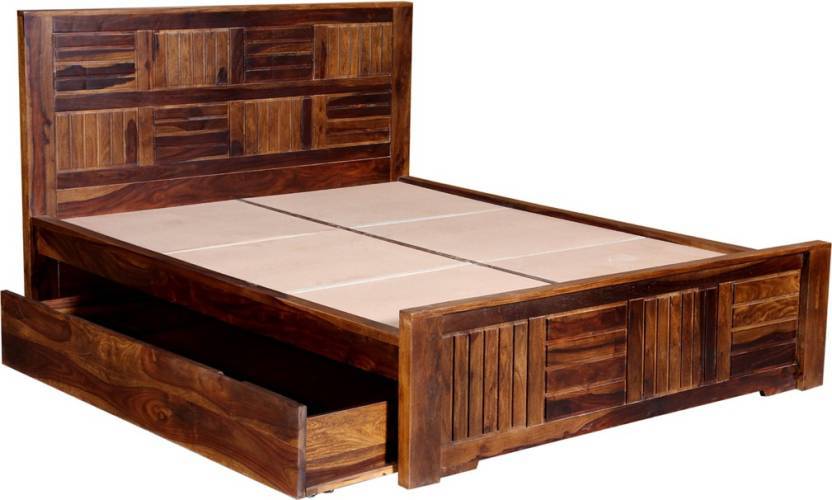 Handmade Fn Drawer Sheesham Solid Wood Queen Drawer Bed
