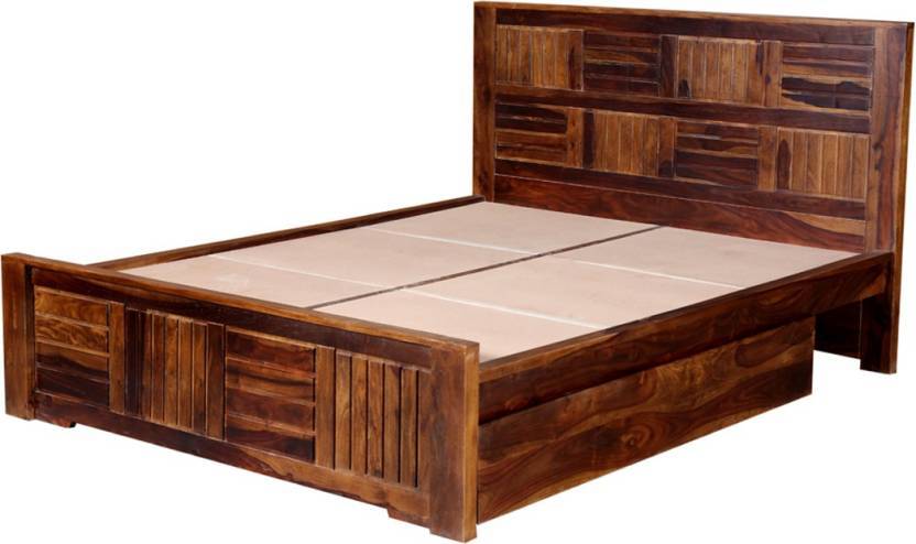 Handmade Fn Drawer Sheesham Solid Wood Queen Drawer Bed