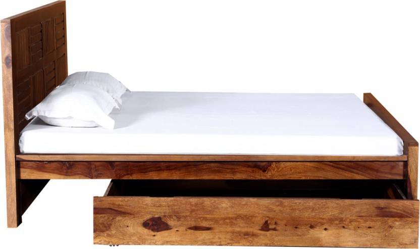 Handmade Fn Drawer Sheesham Solid Wood Queen Drawer Bed