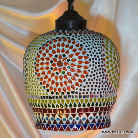 Rooftop Mosaic Handmade Glass Wall Hanging - Color: Multicolor