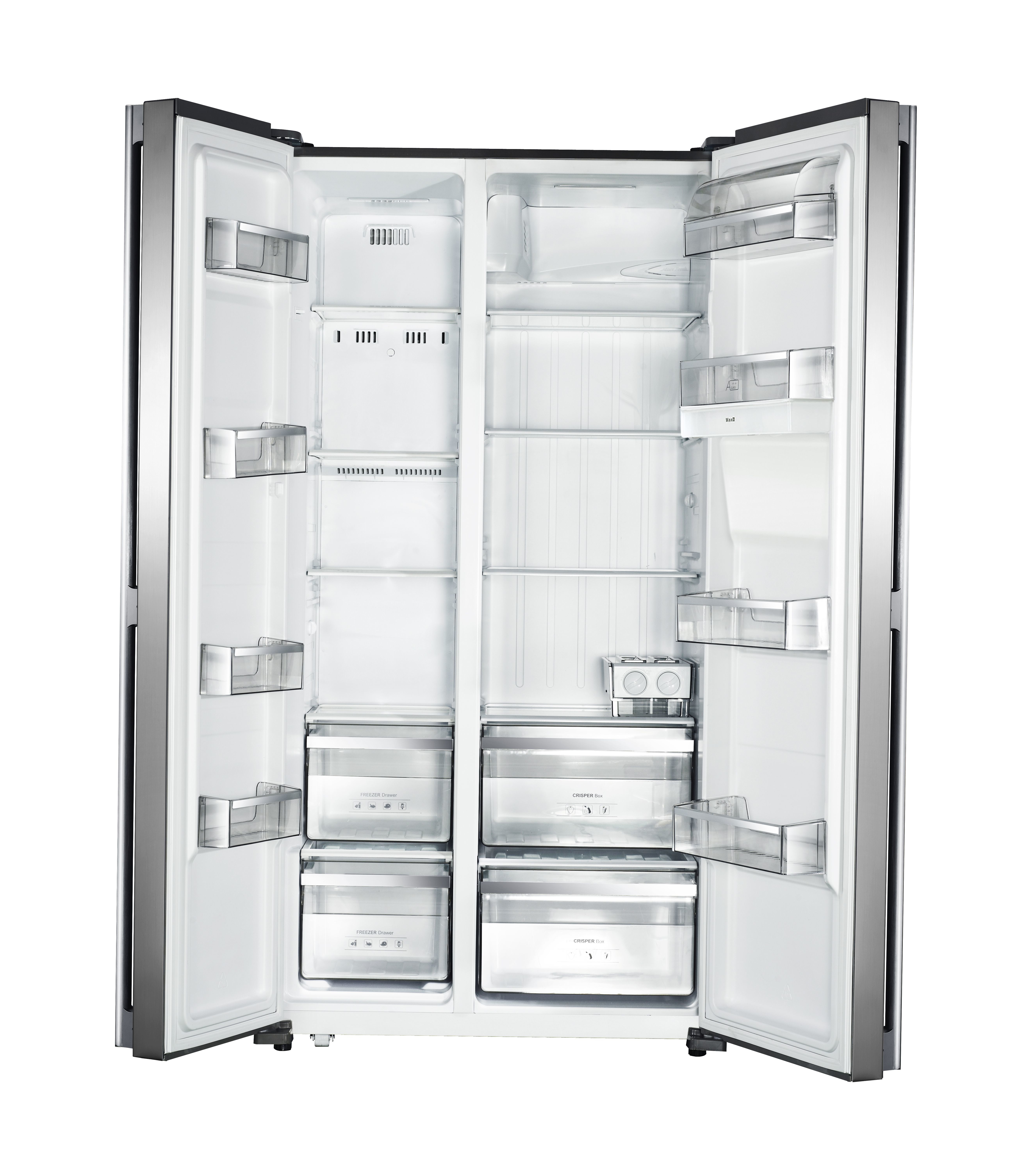 Refrigerators ( Only For Maharashtra Religion ) - Stainless Steel, 69.69 X 35.44 X 27.56 Inch | Side-by-side With Water Dispenser, Total Capacity 514l, Smart Modes, Frost Free