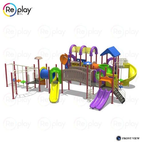Freestanding Play Equipment - Plastic and Steel, 36x34x13 Ft Size | Multi-Activity Design for 50 Children, Robust and Attractive Colors