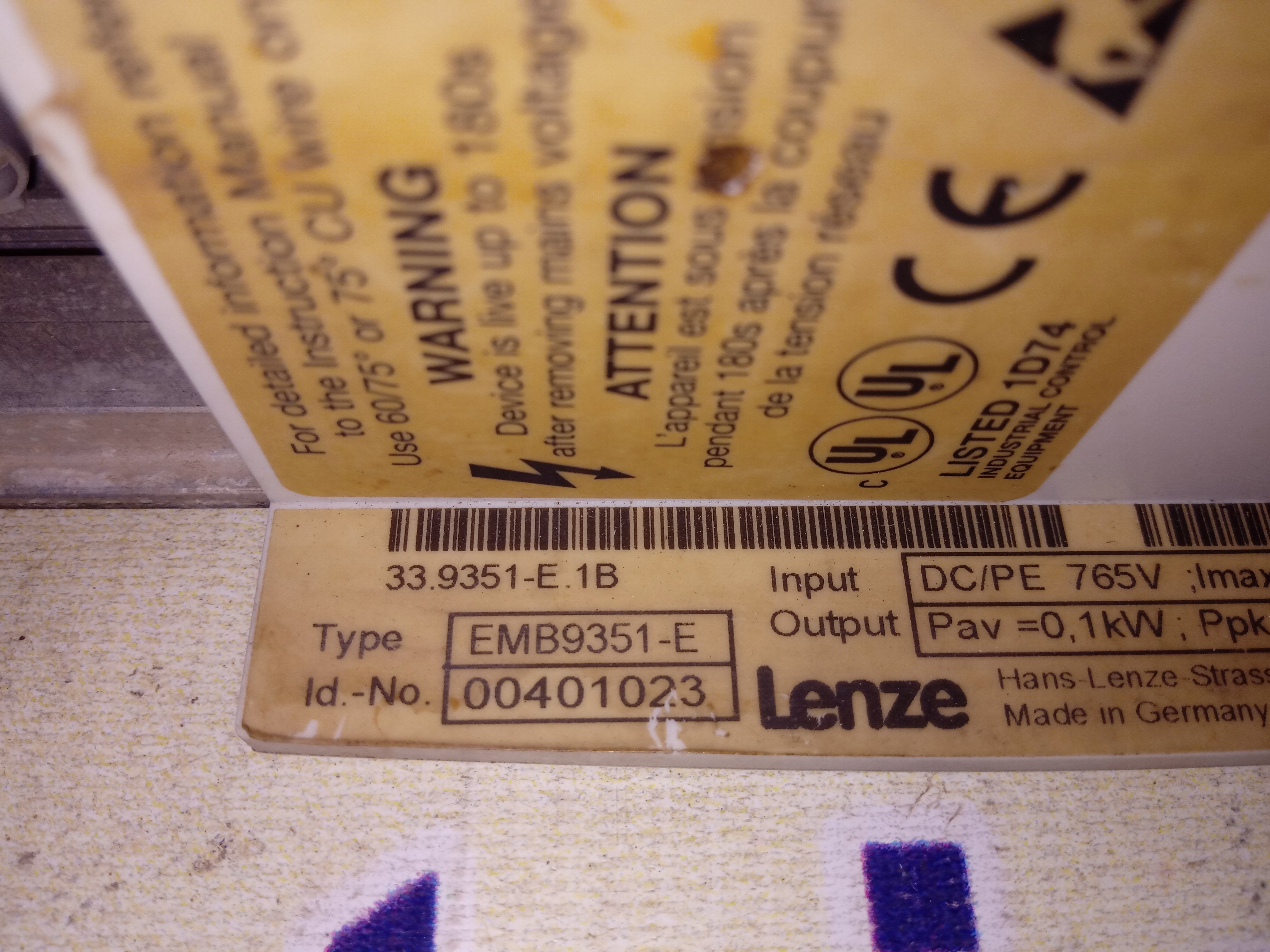 Lenze Servo Drive Emb9351-e