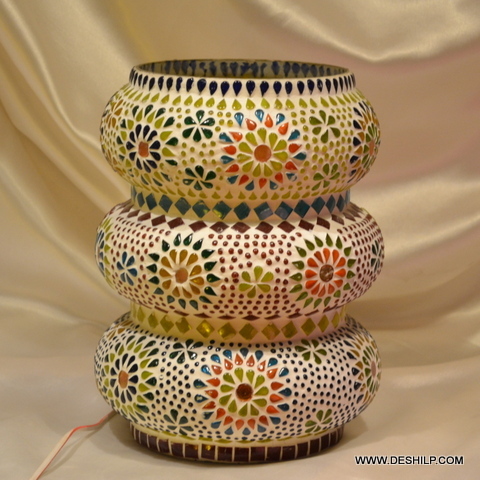 Multicolor Ring Mosaic Glass Table Lamp