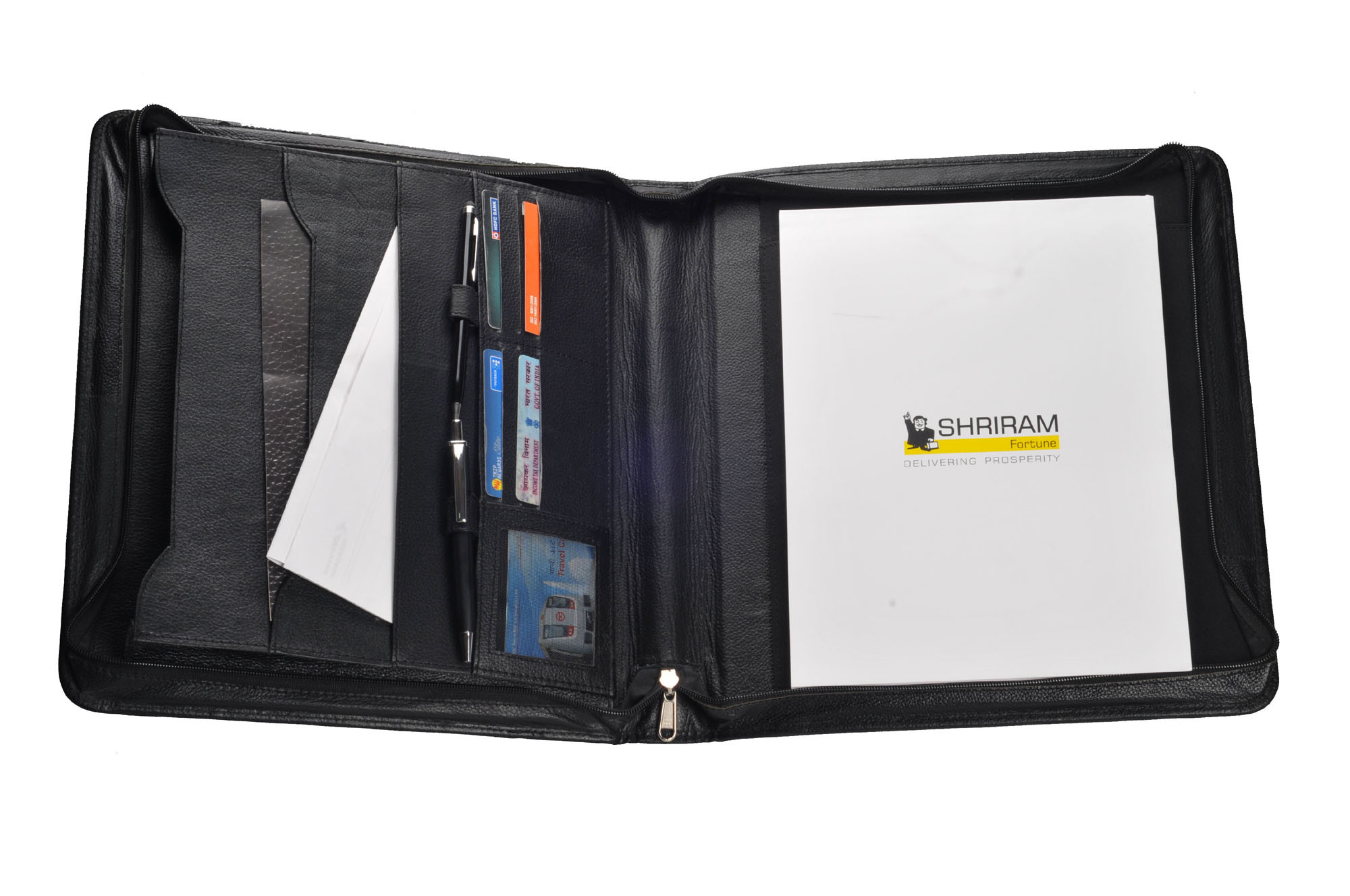 Folder With Zip Handle (X545) - Cover Material: Leather