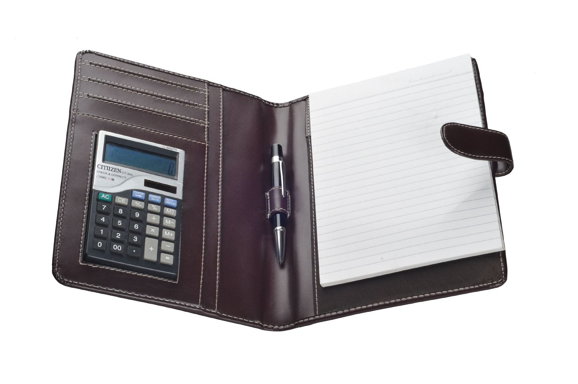 A-5 Folder With Calculator (X546) - Cover Material: Leather