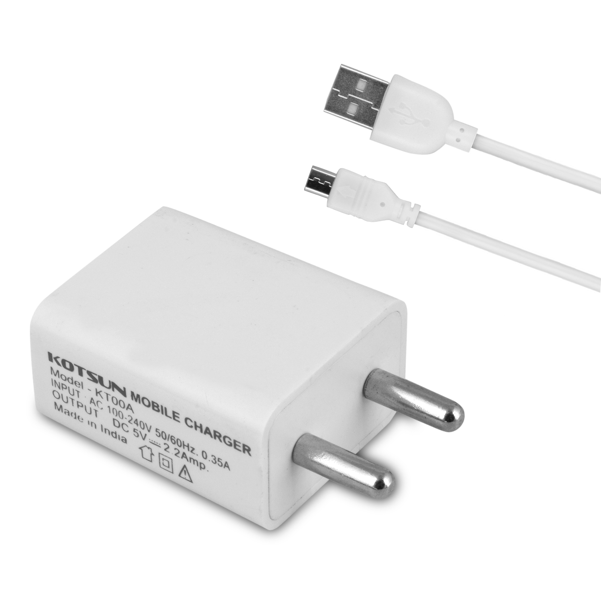 2.4amp Charger Single Port Charger - High Grade Fire-resistant Plastic, Compact Design, Black & White Color | Smart Charge, 2.1 Amp Power Supply, 1 Year Warranty