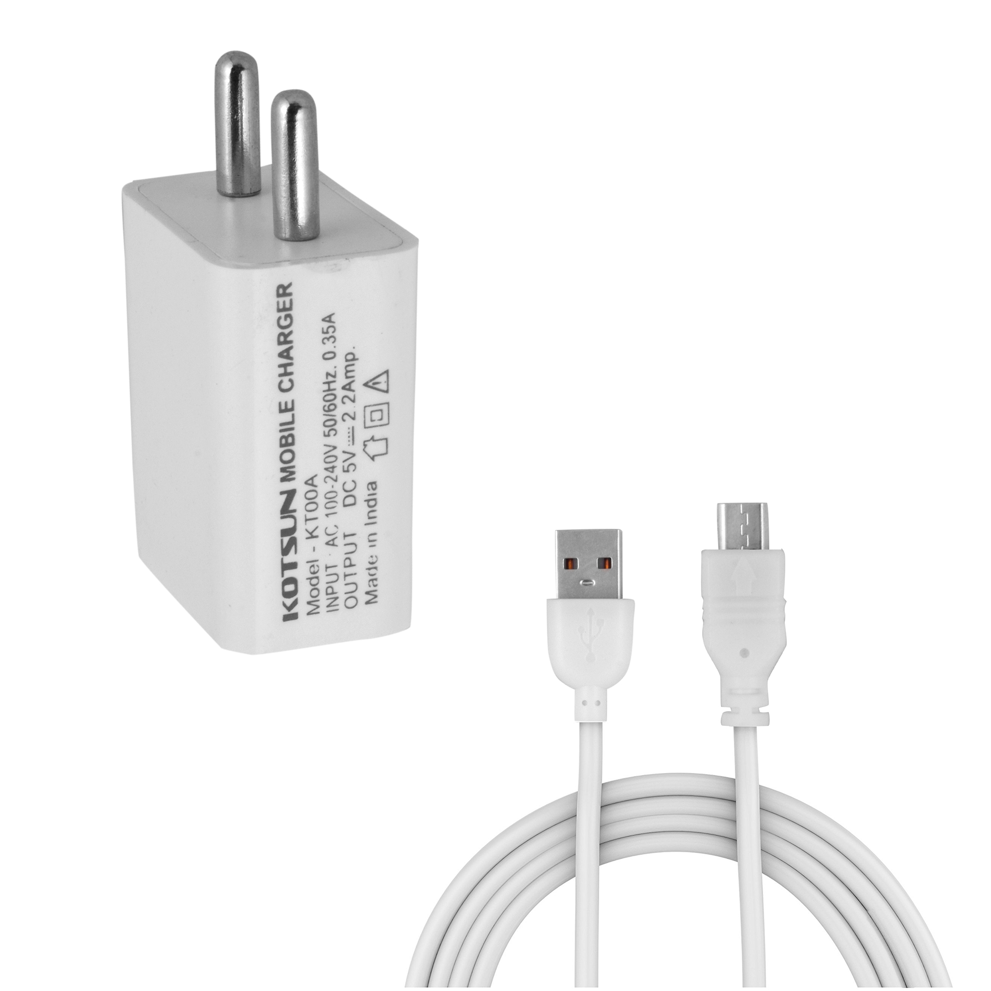 2.4amp Charger Single Port Charger - High Grade Fire-resistant Plastic, Compact Design, Black & White Color | Smart Charge, 2.1 Amp Power Supply, 1 Year Warranty