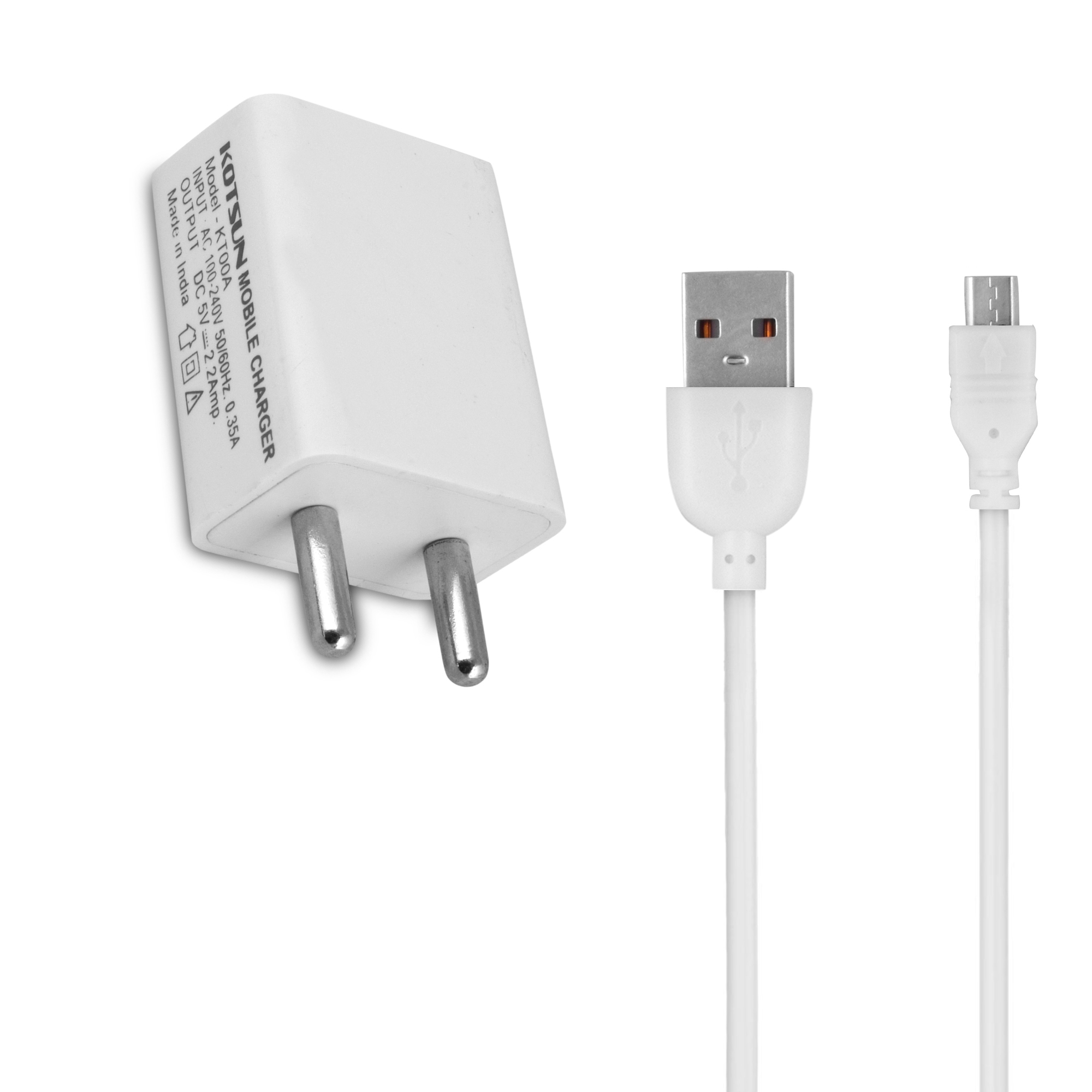 2.4amp Charger Single Port Charger - High Grade Fire-resistant Plastic, Compact Design, Black & White Color | Smart Charge, 2.1 Amp Power Supply, 1 Year Warranty