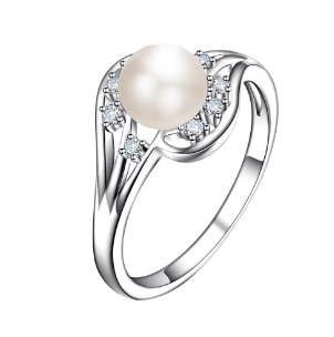 Pure 925 Silver Pearl Finger Wedding Rings For Ladies