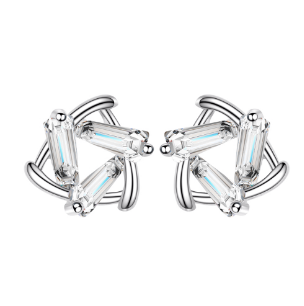 Baguette-कट स्टोन स्टार 925 स्टर्लिंग सिल्वर स्टड कान की बाली