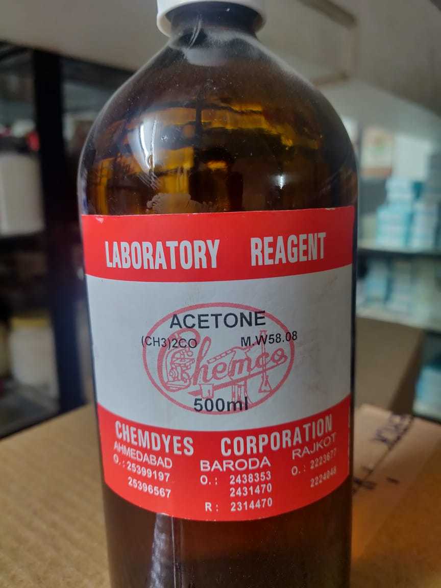 Acetone Solvent - 500ml Glass Bottle | Laboratory Reagent, Safe For Industrial Use, Powerful Solvent For Plastics