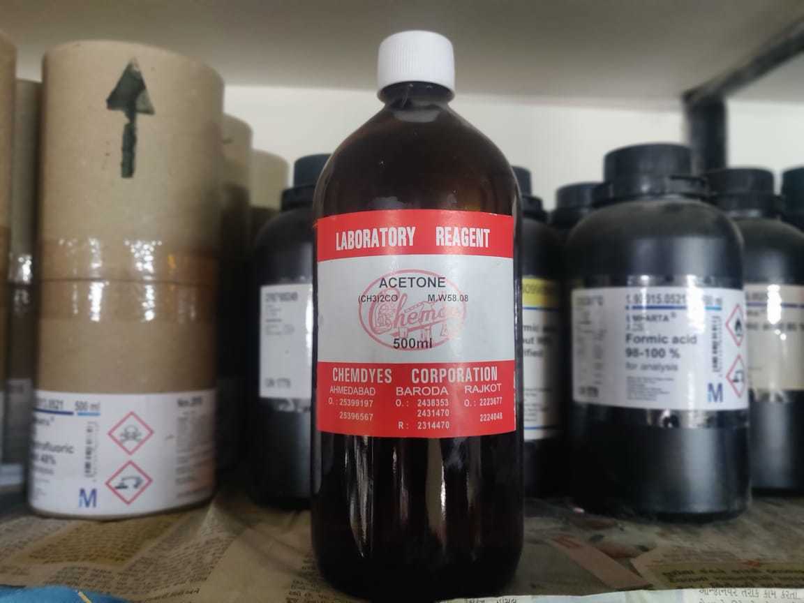 Acetone Solvent - 500ml Glass Bottle | Laboratory Reagent, Safe For Industrial Use, Powerful Solvent For Plastics