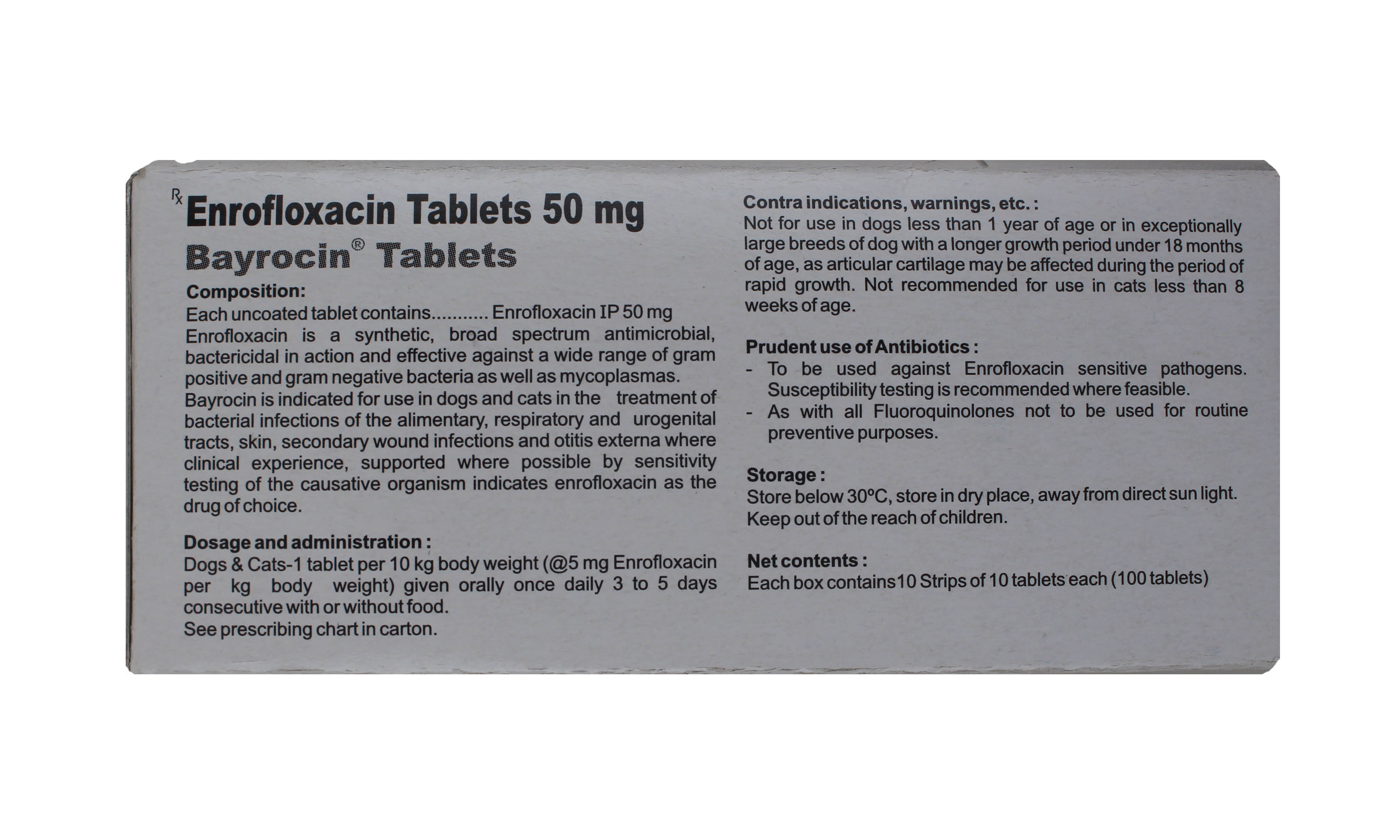 Bayrocin Tablets 50 Mg-enrofloxacin Ingredients: Chemicals