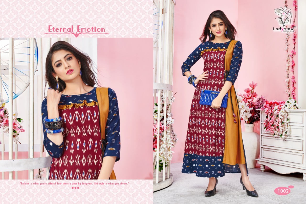 Designer Handloom Cotton Ikkat Long Kurti