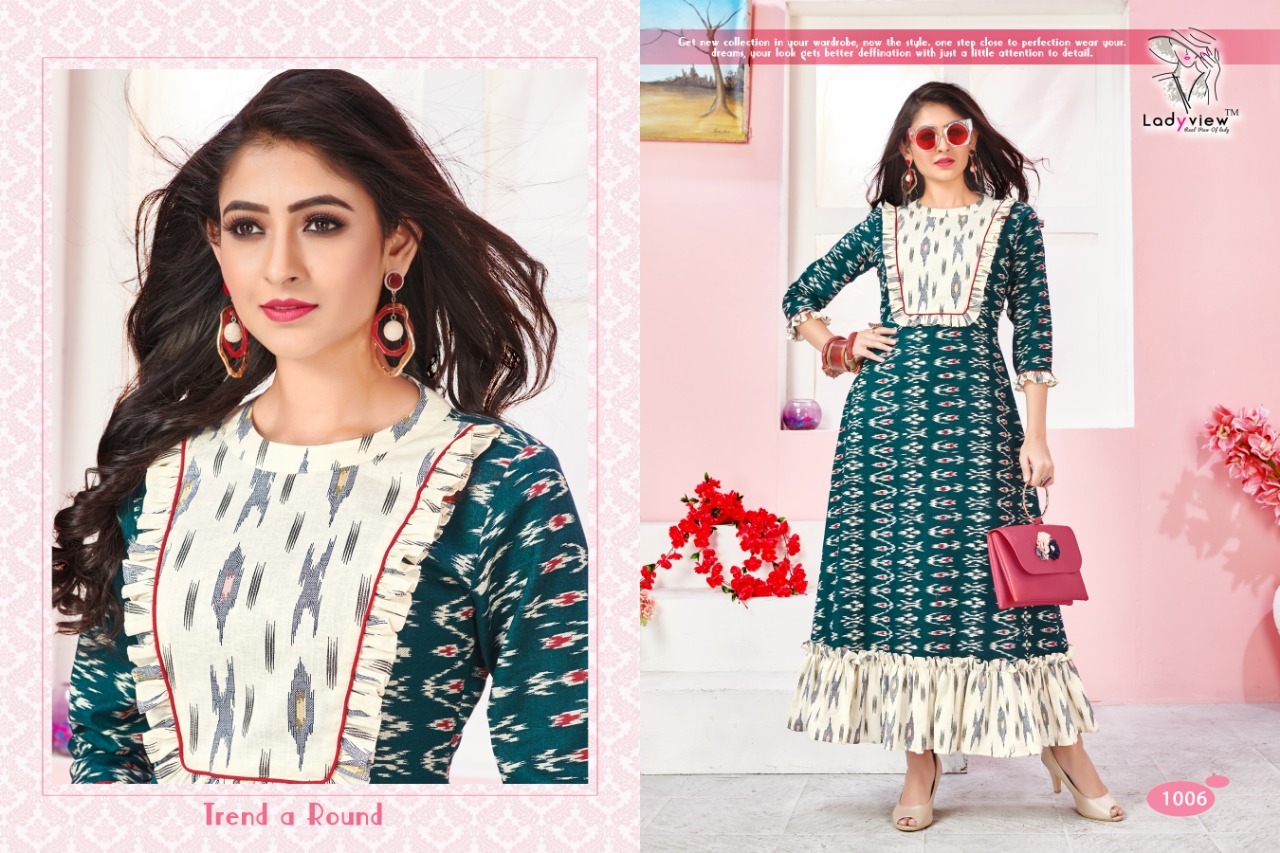 Designer Handloom Cotton Ikkat Long Kurti